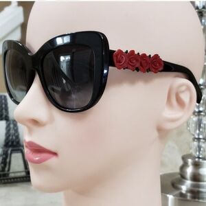 Dolce&Gabbana DG4252 Sunglasses. Black with Red Rose